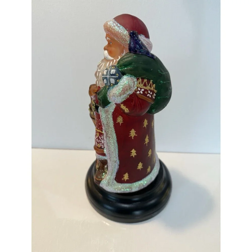 Vtg Merck Santa with Deer Old World Christmas 2007 Nordic Lights Up Glass